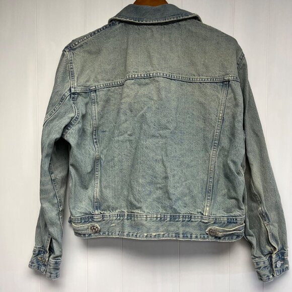 Zara Women's Denim Trucker‎ Jacket Size XXL Distressed Grunge - Picture 9 of 9